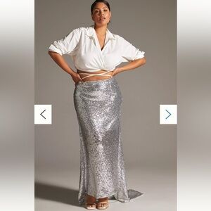 NWT NEW Mare Mare x Anthropologie sequin long skirt with train size LP